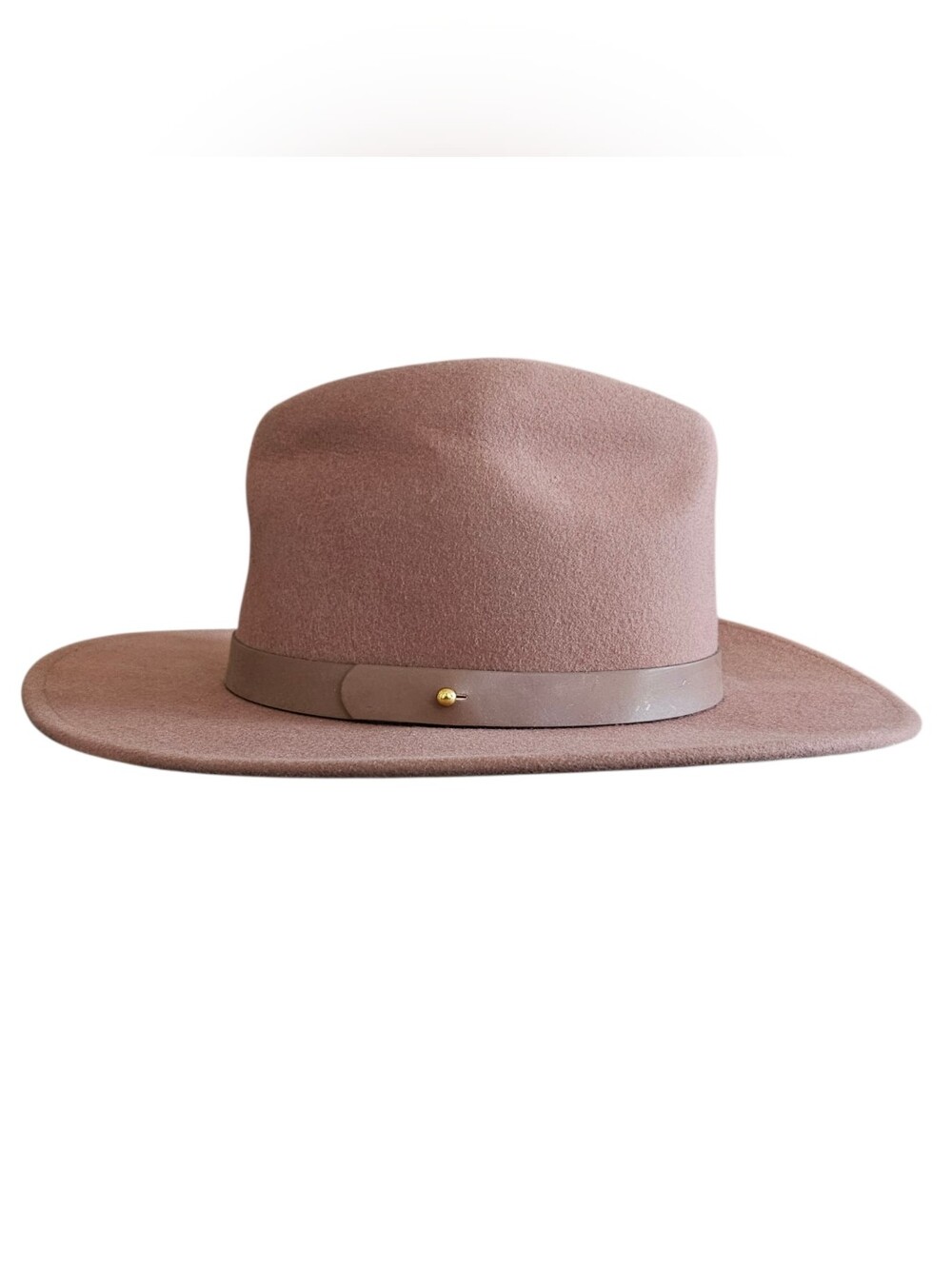 Lack Of Color Women Brown Felt Fedora Hat Dusty Mauve Wool Size M 57cm NWT - Picture 2 of 10